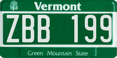 VT license plate ZBB199