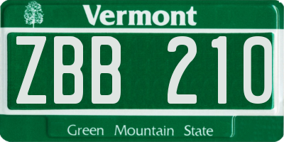VT license plate ZBB210