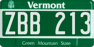 VT license plate ZBB213