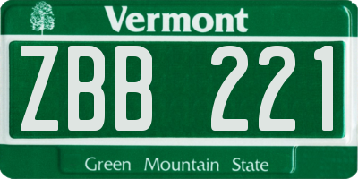 VT license plate ZBB221
