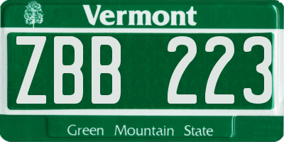 VT license plate ZBB223