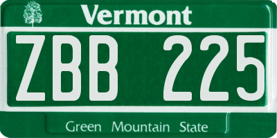 VT license plate ZBB225