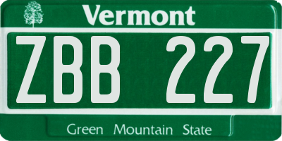 VT license plate ZBB227