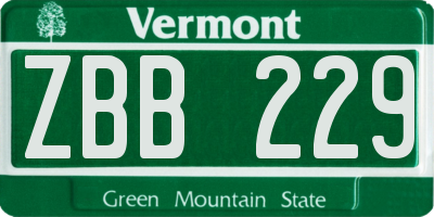 VT license plate ZBB229