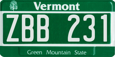 VT license plate ZBB231