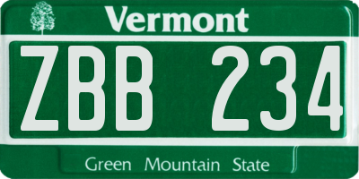 VT license plate ZBB234