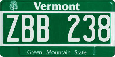 VT license plate ZBB238
