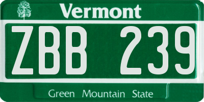 VT license plate ZBB239