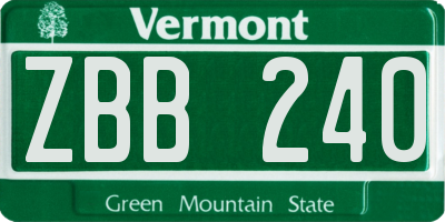 VT license plate ZBB240