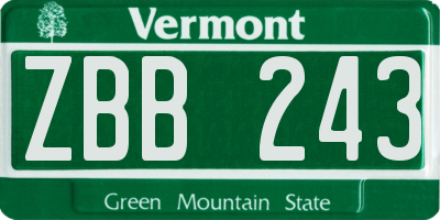 VT license plate ZBB243