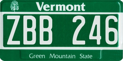 VT license plate ZBB246
