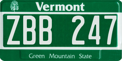 VT license plate ZBB247