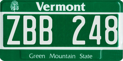 VT license plate ZBB248