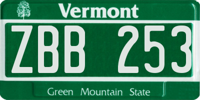VT license plate ZBB253