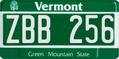 VT license plate ZBB256