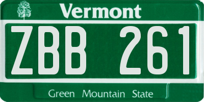 VT license plate ZBB261