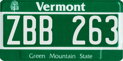 VT license plate ZBB263
