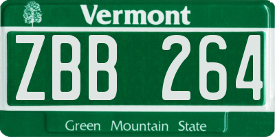 VT license plate ZBB264