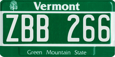 VT license plate ZBB266