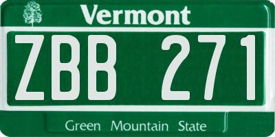 VT license plate ZBB271
