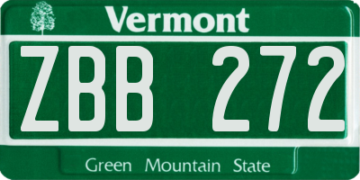 VT license plate ZBB272