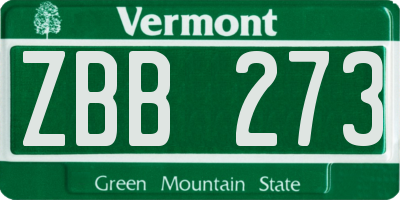 VT license plate ZBB273
