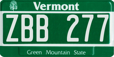 VT license plate ZBB277