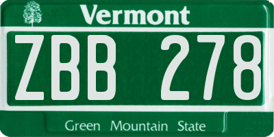 VT license plate ZBB278