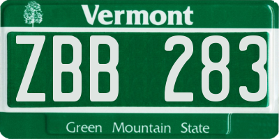 VT license plate ZBB283
