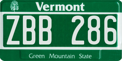 VT license plate ZBB286