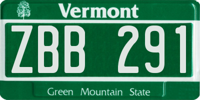 VT license plate ZBB291