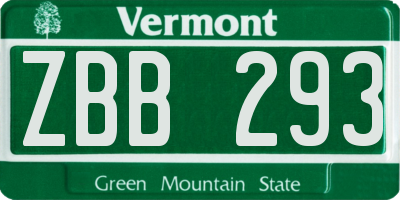 VT license plate ZBB293