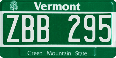VT license plate ZBB295