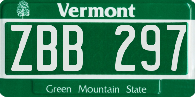 VT license plate ZBB297