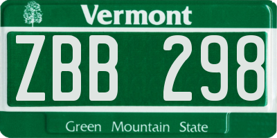 VT license plate ZBB298