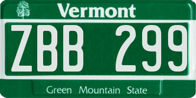 VT license plate ZBB299