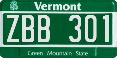 VT license plate ZBB301