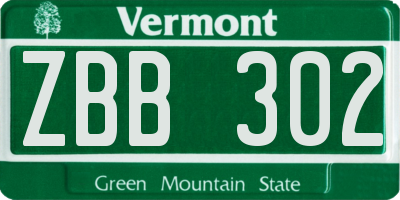 VT license plate ZBB302