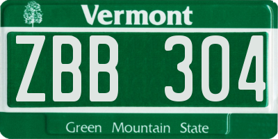 VT license plate ZBB304