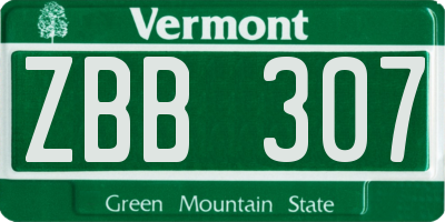 VT license plate ZBB307