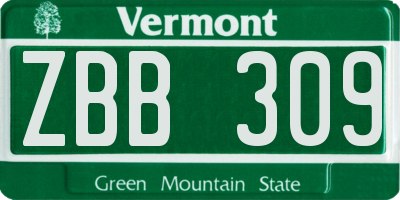 VT license plate ZBB309