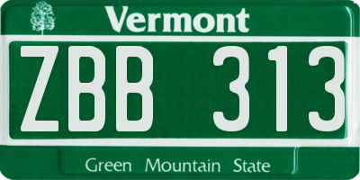 VT license plate ZBB313
