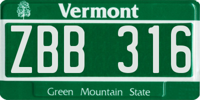 VT license plate ZBB316