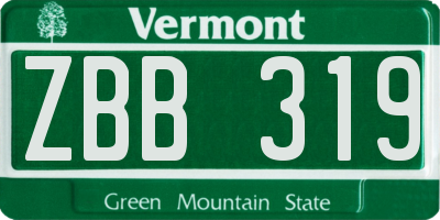 VT license plate ZBB319