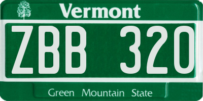 VT license plate ZBB320