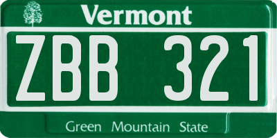 VT license plate ZBB321