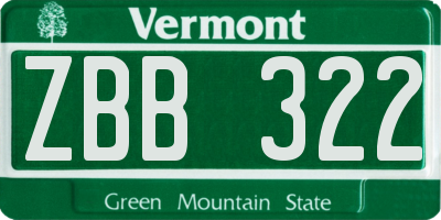 VT license plate ZBB322