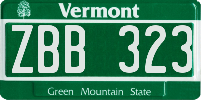 VT license plate ZBB323