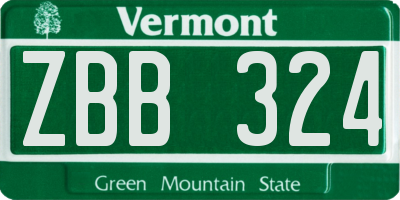 VT license plate ZBB324
