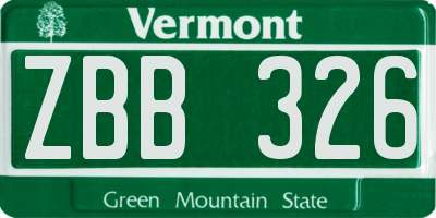 VT license plate ZBB326